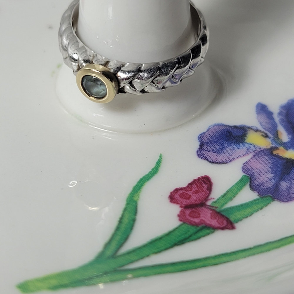 ❤ 925-SILVER AND 10K GOLD RING SIZE 7 - Picture 4 of 15